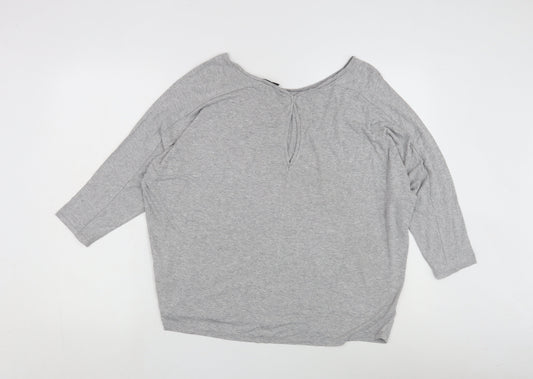 Womens UK Size 14 Warehouse Grey Basic T-Shirt