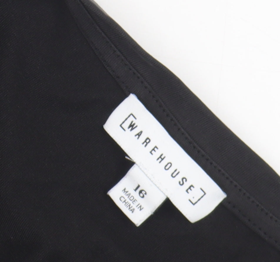 Womens UK Size 16 Warehouse Black Basic T-Shirt