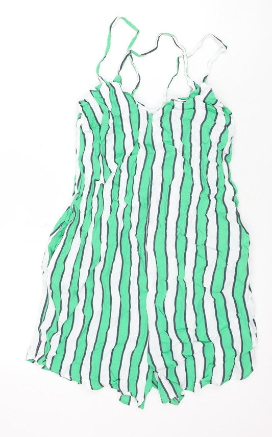 ASOS Women's Green Striped Jumpsuit, Size 8, Sleeveless