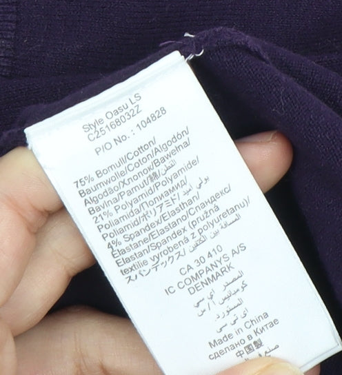 InWear Women's Purple Cardigan, S, Crew Neck, Autumn