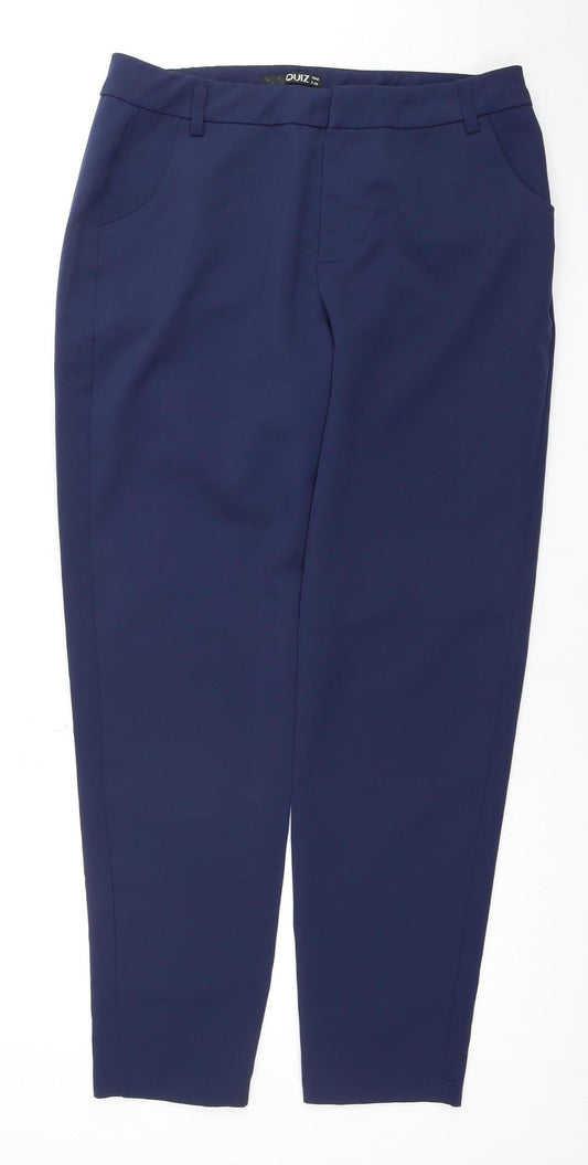 Womens UK Size 12 Quiz Regular Fit Casual Workwear Blue Trousers