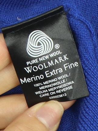 Guide London Men's Blue Wool V-Neck Pullover Jumper S