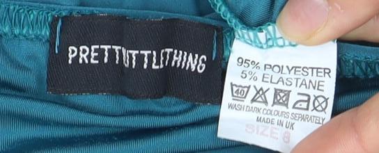 PrettyLittleThing Women's Blue Bodycon Halter Dress Size 8