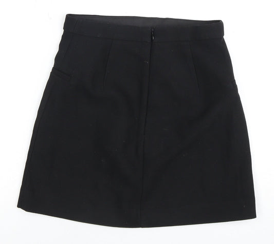 H&M Women's Black Pencil Skirt, Size 8, Button Accents