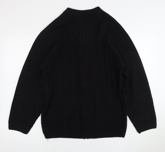 Champion Men's Black Full Zip Jumper - Size L, Chunky-Knit
