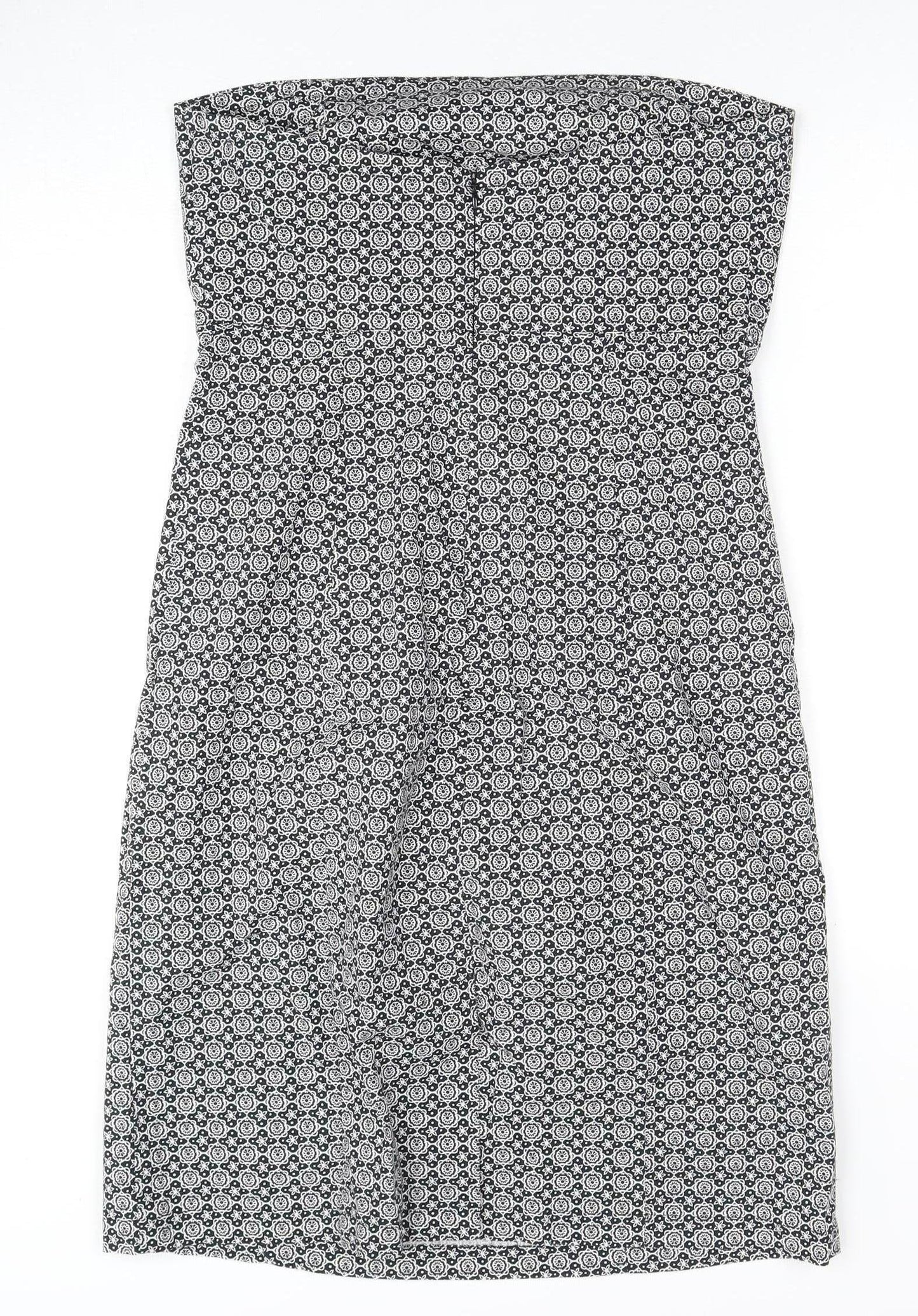 GAP Women's Black Floral Strapless Midi Dress - Size 12