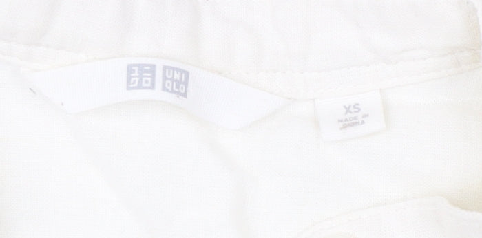 Womens UK Size XS Uniqlo White Basic Button-Up