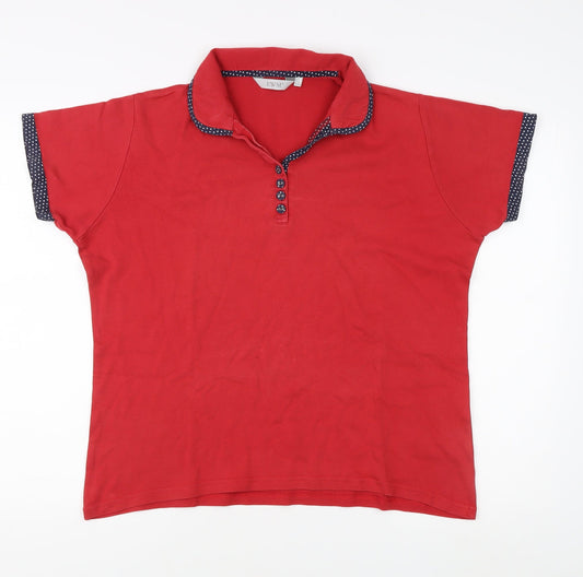 Womens UK Size XL EWM Red Ringer Polo