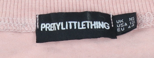 Womens UK Size 16 PRETTYLITTLETHING Pink Basic T-Shirt