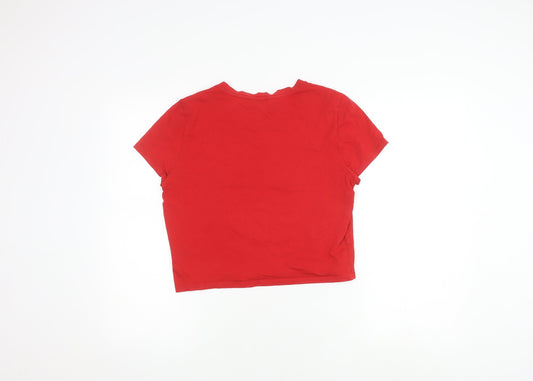 Womens UK Size M Monki Red Cropped T-Shirt