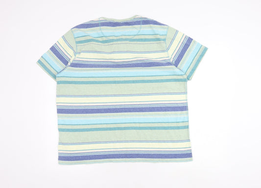 Mantaray Unisex Multicoloured Striped Henley T-Shirt L