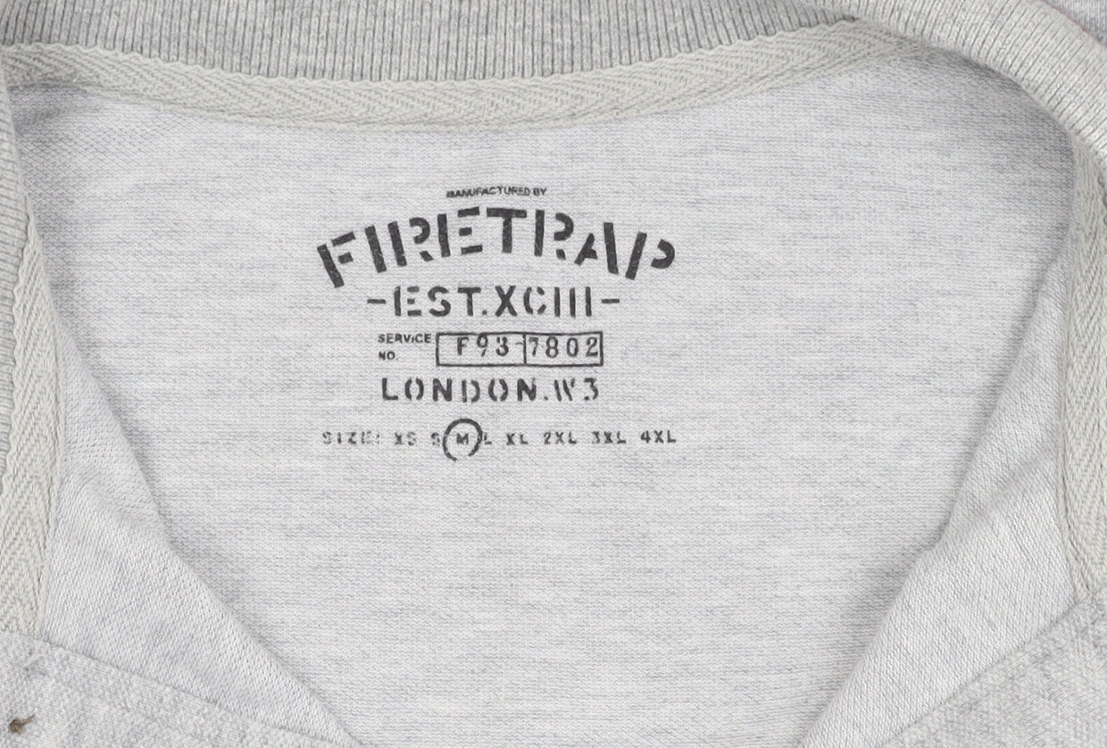 Firetrap Men's Grey Polo Shirt, Medium, Short Sleeve