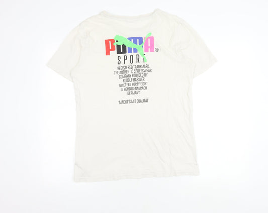 Puma Men's White Graphic Print T-Shirt, Size S