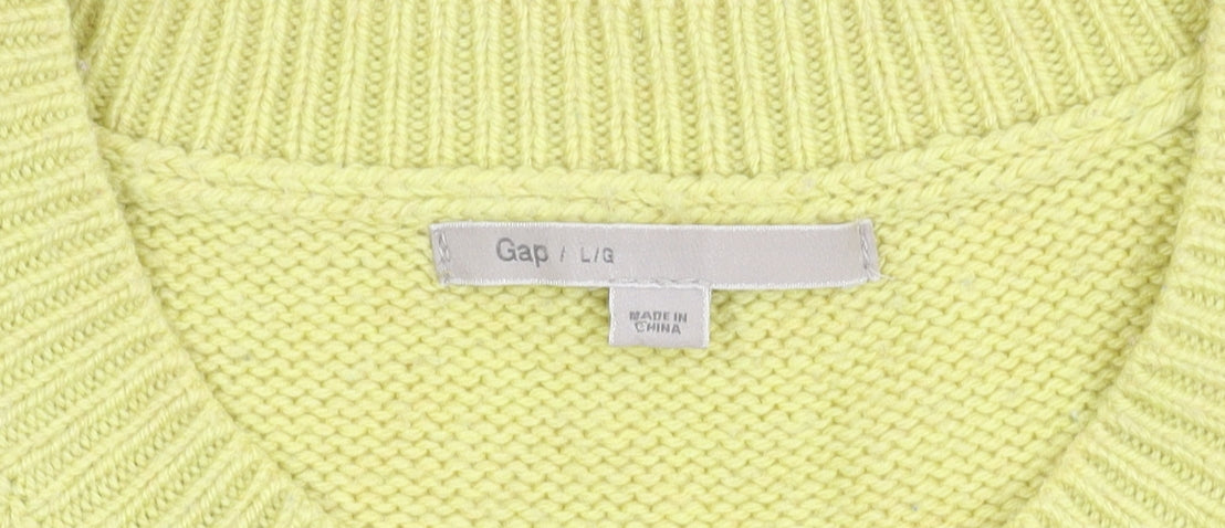 Gap Women's Green Cable-Knit Jumper, Size L, Crew Neck