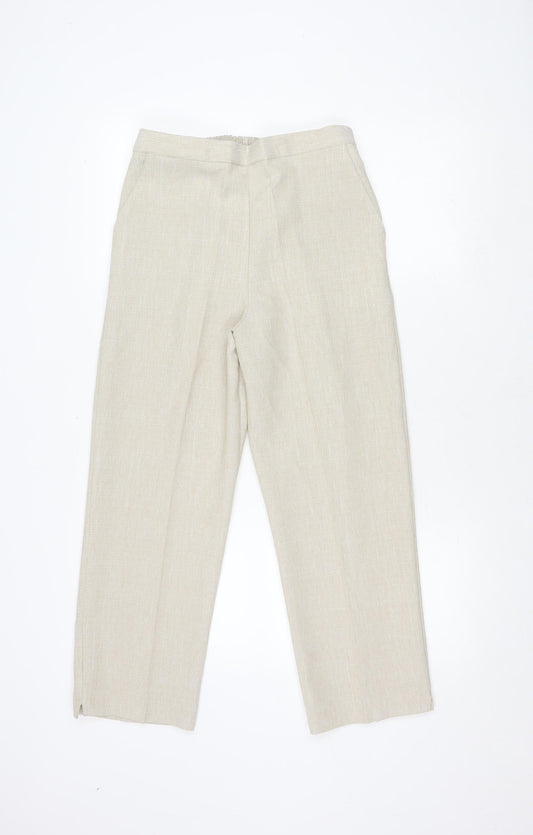 Womens UK Size 12 BASSINI Regular Fit Casual Beige Trousers
