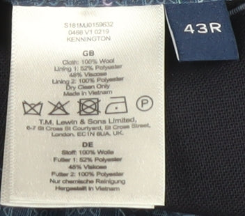 Mens UK Size 43 T.M.Lewin Regular Blue Suit Jacket