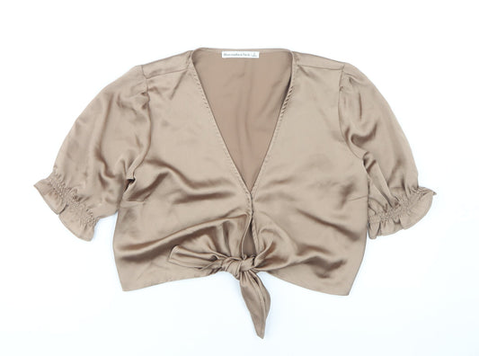 Womens UK Size S Abercrombie & Fitch Beige Wrap Blouse