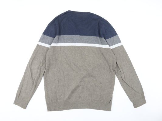Springfield Men's Blue Beige XL Pullover Jumper