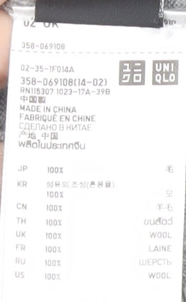 Uniqlo Men's Grey Wool V-Neck Pullover Jumper M