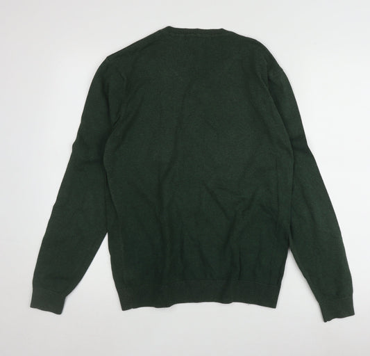 Next Men's Green V-Neck Cotton Pullover Jumper M