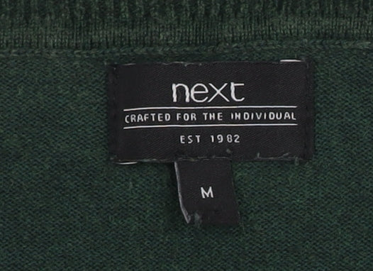 Next Men's Green V-Neck Cotton Pullover Jumper M