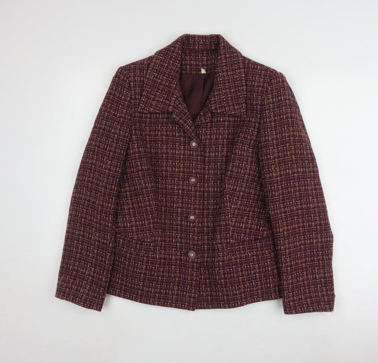 Additional front view of Honor Millburn Women's Red Check Blazer, size 14