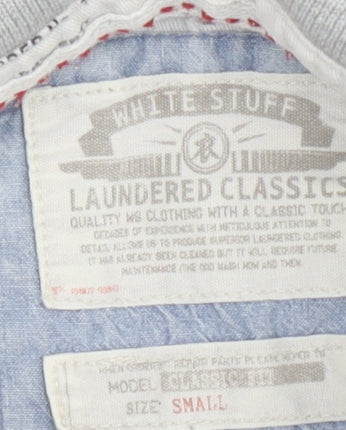 White Stuff Men's Grey Striped Polo S Classic