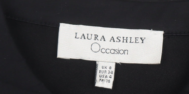 Laura Ashley Women's Black Lace Dress Size 8 Long Sleeve