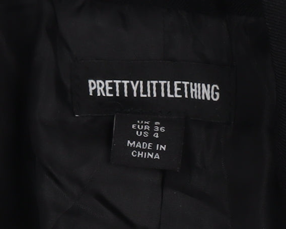 PrettyLittleThing Women's Black Blazer Size 8 Regular Fit