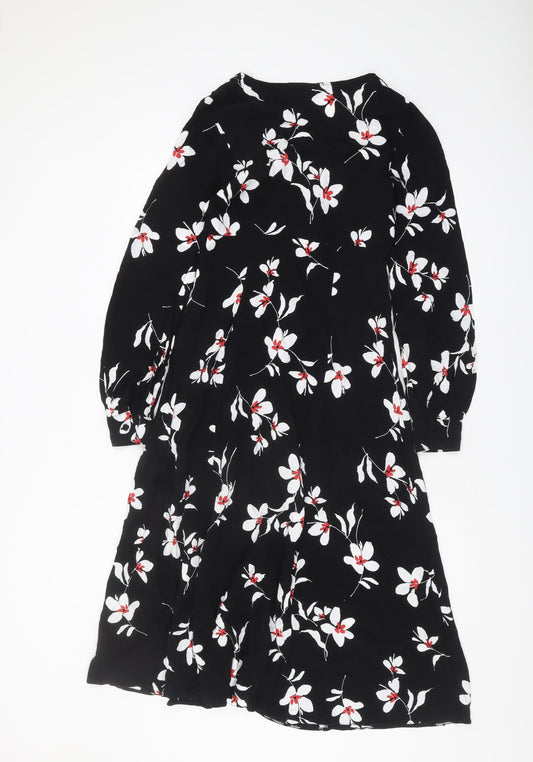 New Look Women's Black Floral Dress Size 8