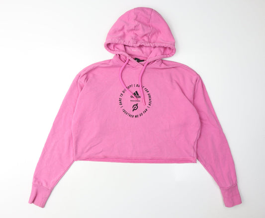 Additional front view of Adidas Women's Pink Hoodie, size 8, - Stylish & Comfortable