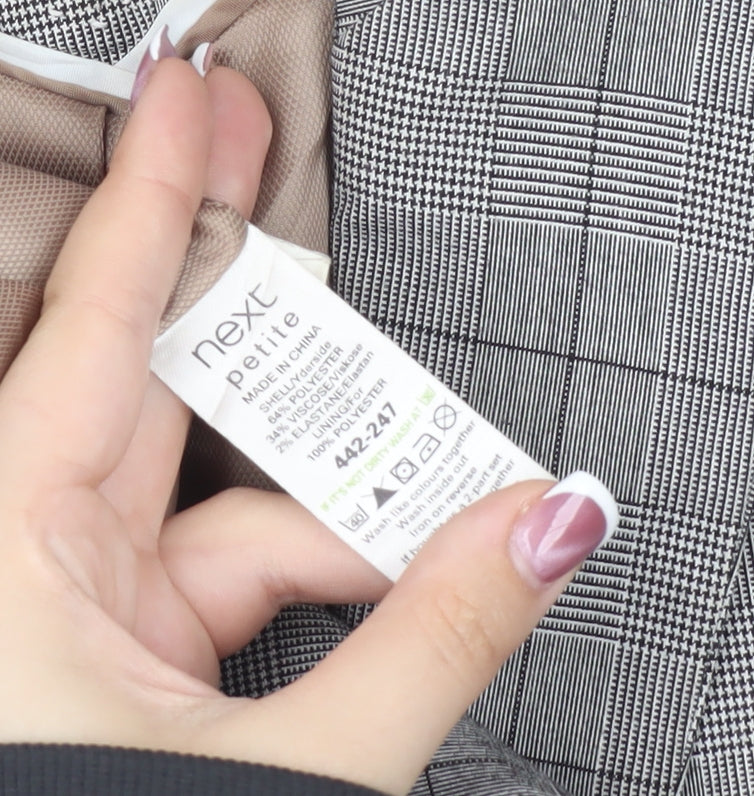 Next Women's Grey Check Suit Jacket Size 10 Petites