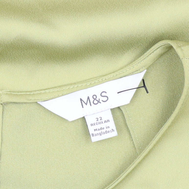 Womens UK Size 22 Marks and Spencer Green Basic Blouse