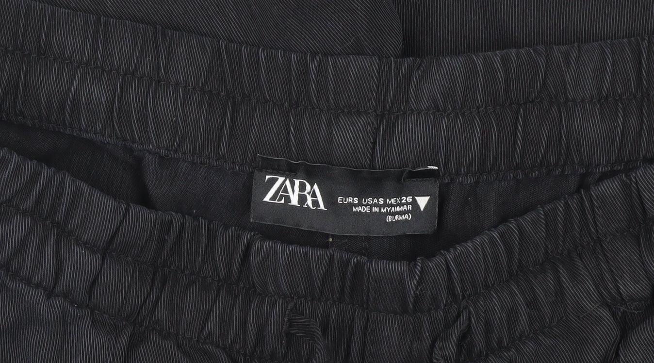 Zara Women's Black Wide-Leg Trousers, Size 26