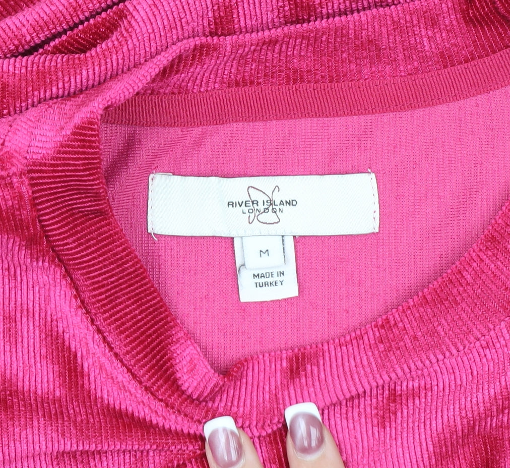Womens UK Size M River Island Pink Basic T-Shirt
