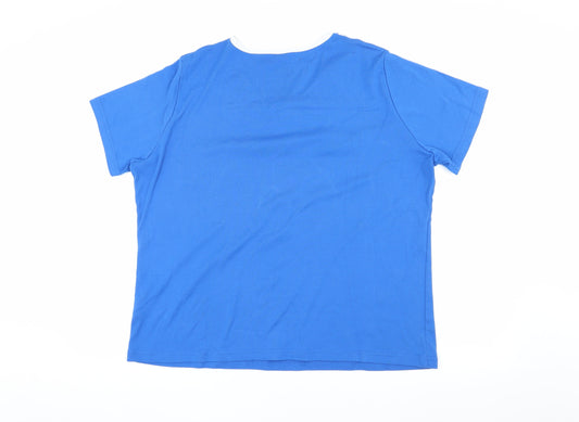 Damart Women's Blue Embroidered T-Shirt XL