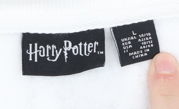 Unisex Adults UK Size L Harry Potter White Pullover Sweatshirt