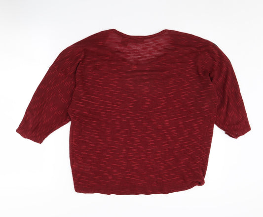 DKNY Jeans Women's Red V-Neck Pullover Jumper M