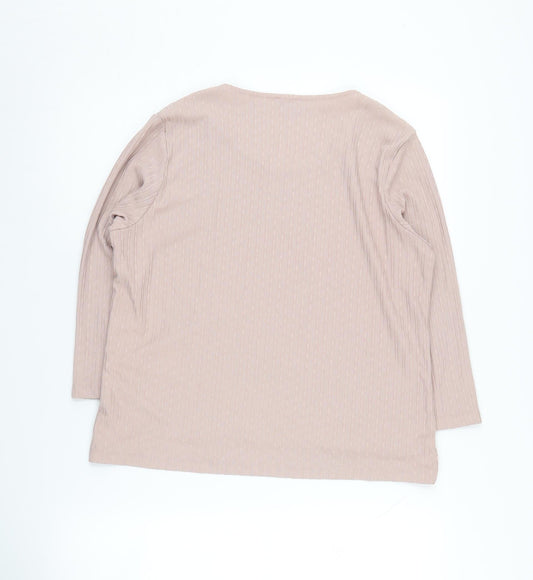 Womens UK Size 14 Eastex Beige Basic T-Shirt