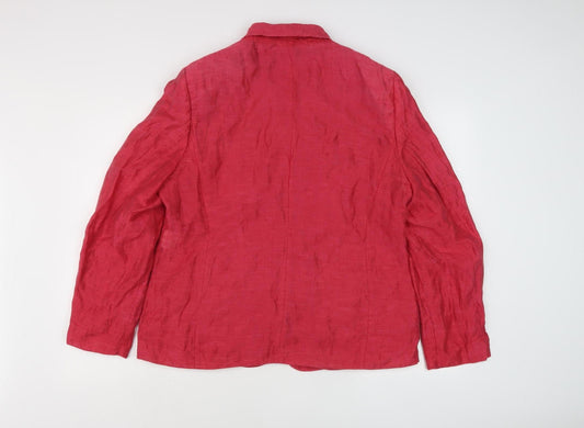 Basler Womens Red Linen Blazer Jacket Size 16