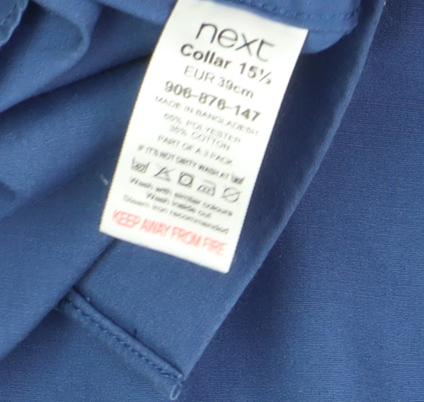 Mens UK Collar Size 15 Slim NEXT Smart Blue Dress Shirt