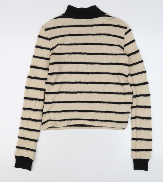Womens UK Size 2 Zara Beige Pullover Jumper