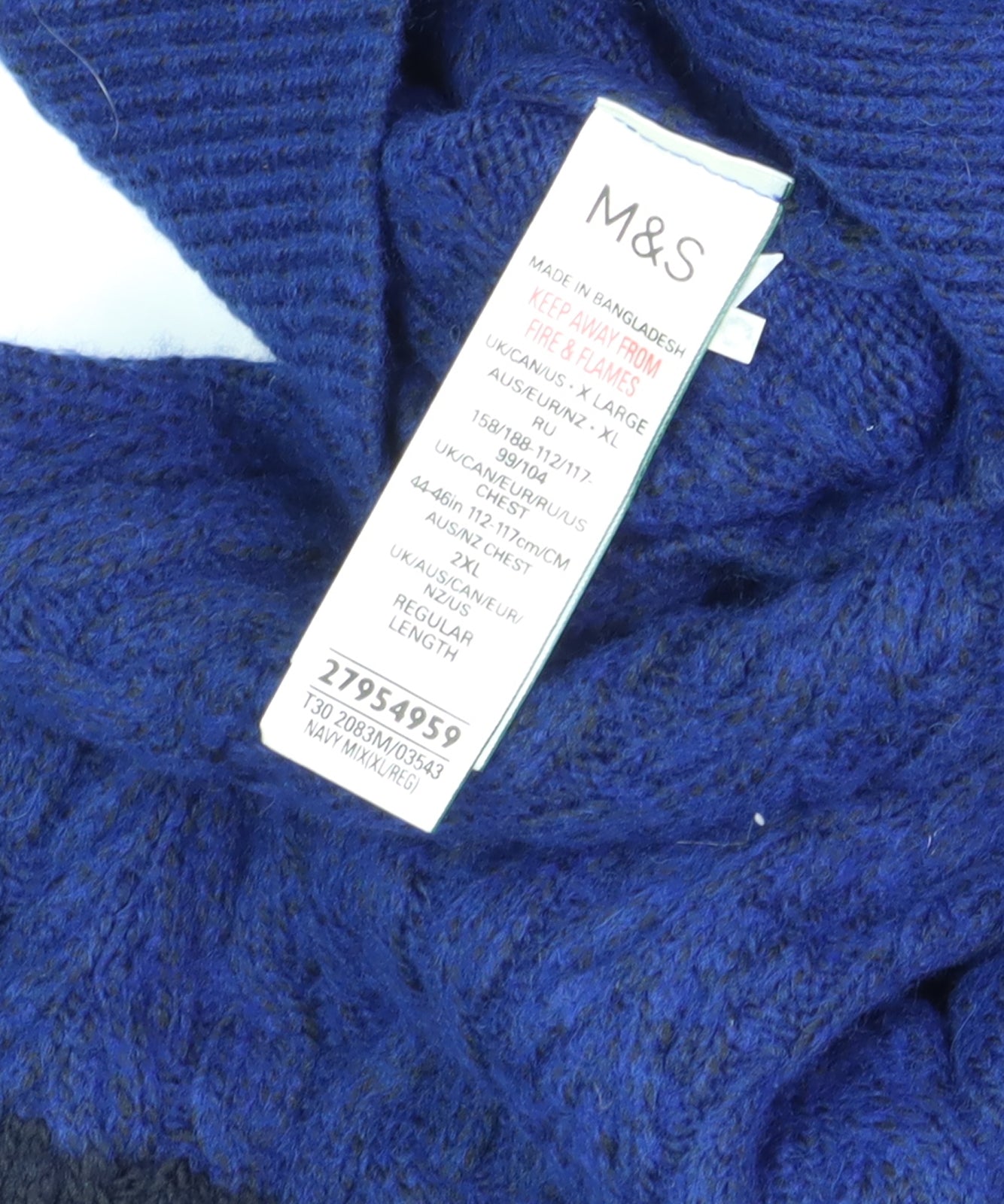Marks and Spencer Men's XL Blue Pullover Jumper
