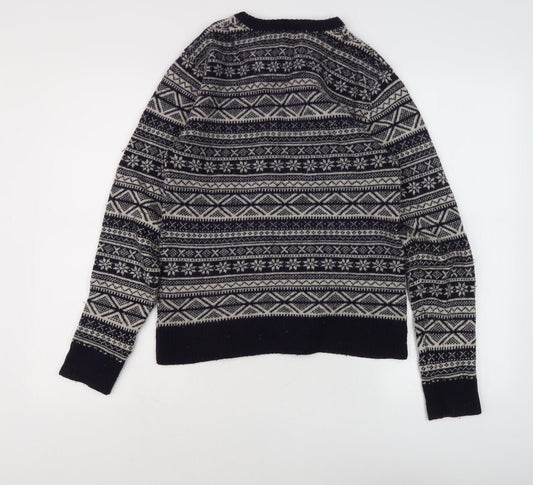 H&M Men’s Blue Fair Isle Wool Jumper, M, Winter