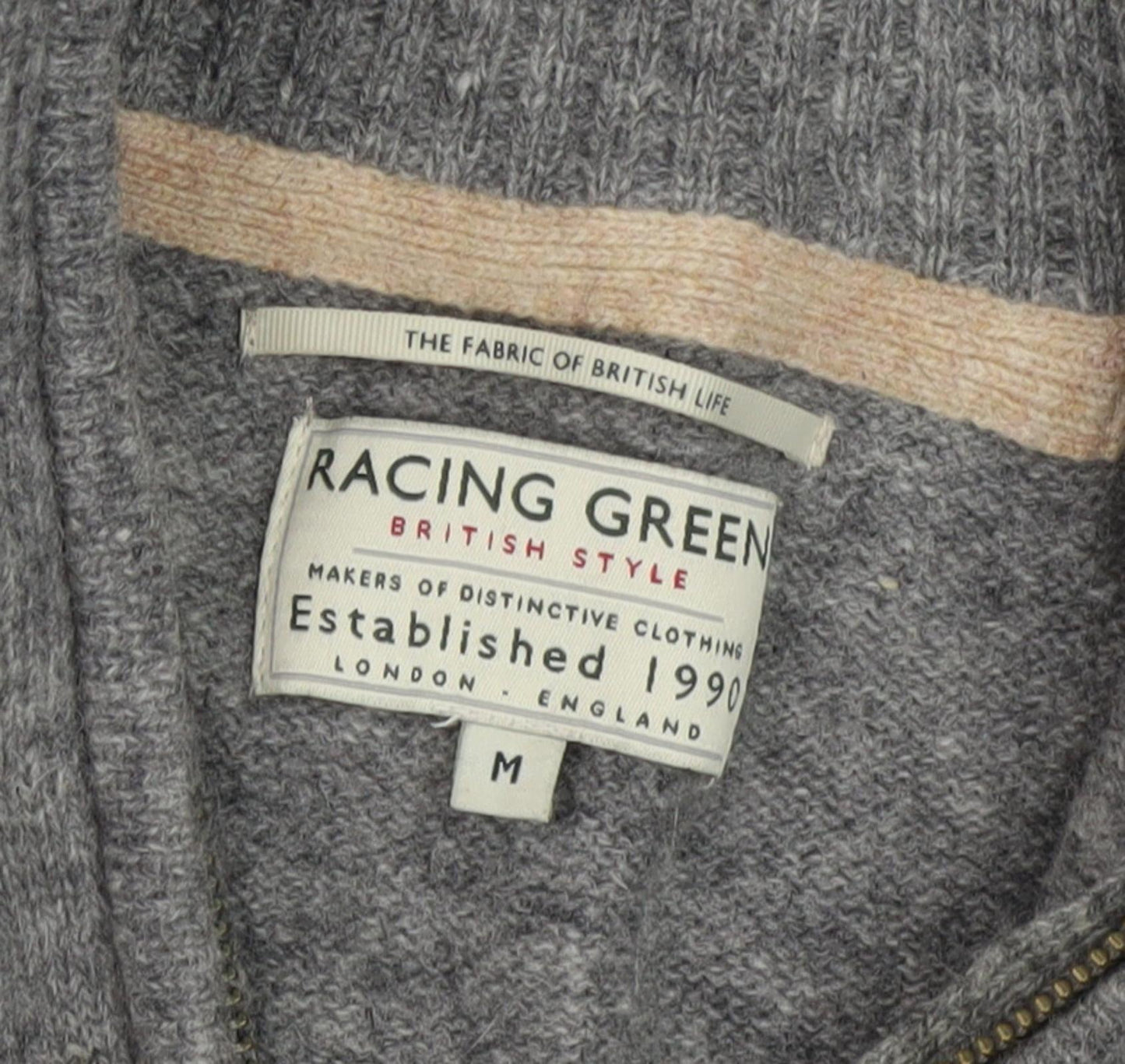 Racing Green Men's Grey Wool Pullover, Size M