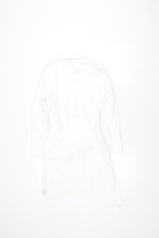 Topshop Women White Cotton Dress - Size 6