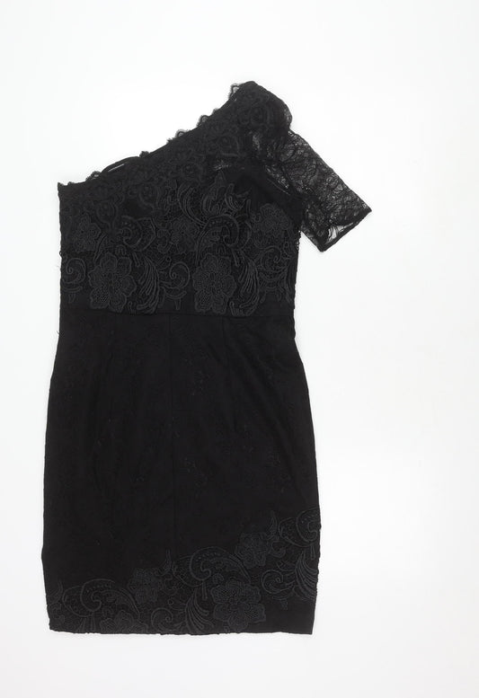 Autograph Women's Black Lace One Shoulder Dress Size 12