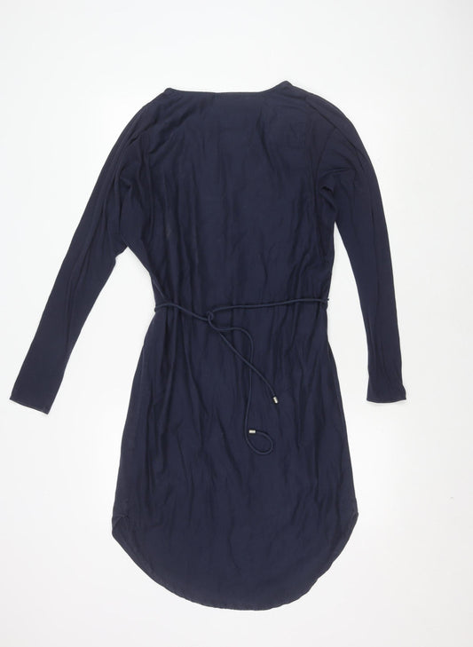Additional front view of COS Blue Women's XS Jersey Dress - Long Sleeve, Belted