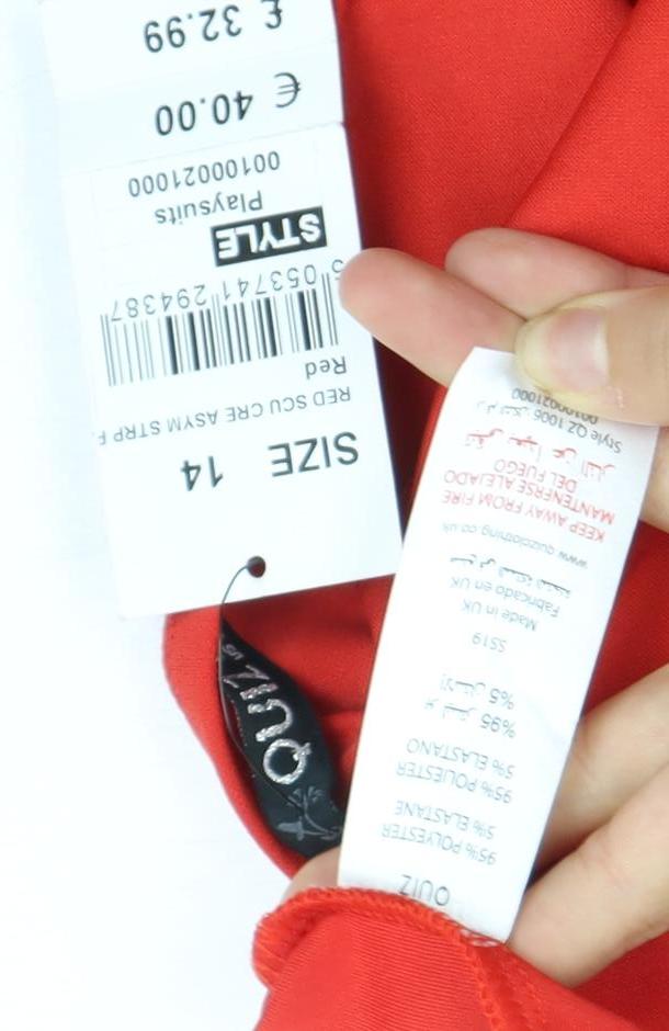 Quiz Women's Red Playsuit Size 14 Asymmetric Flared Leg Party