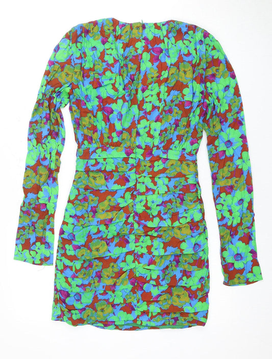 Zara Women's Multicoloured Floral Bodycon Dress, Size 6